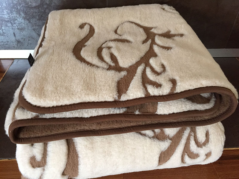 KOŁDRA WEŁNIANA 180X200 CAMEL CIEMNY + CAMEL JASNY SZLACHECKI