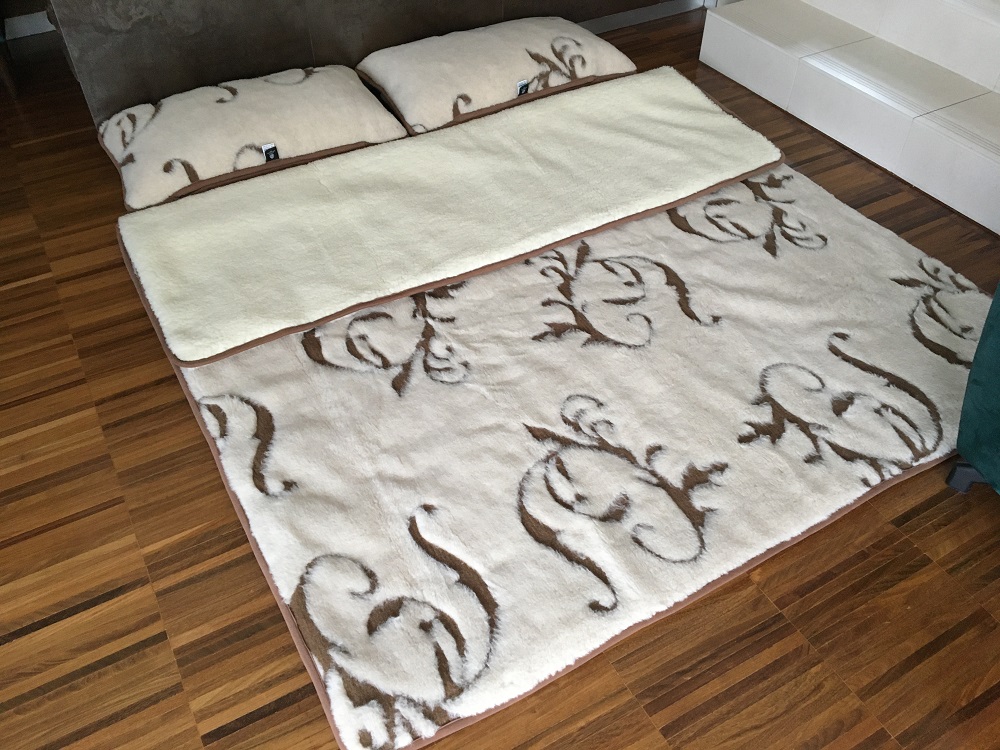 POŚCIEL WEŁNIANA CAMEL BOHO + MERYNOS TUMBLER 240x200 + PODKŁAD