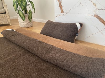 POŚCIEL Z WEŁNY MERYNOS SYBERIA DZIKI BRĄZ + CAMEL CIEMNY 140X200 + PODKŁAD