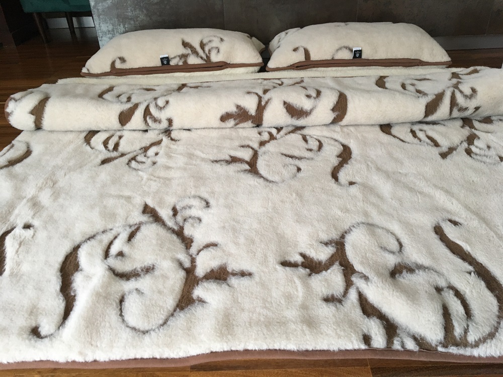 POŚCIEL WEŁNIANA CAMEL BOHO + MERYNOS TUMBLER 240x200 + PODKŁAD