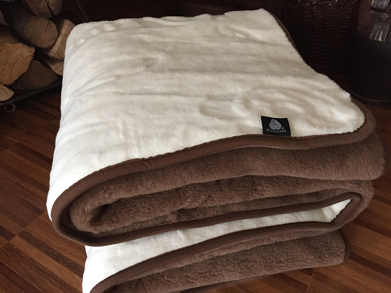 KOŁDRA WEŁNIANA CAMEL CIEMNY + KASZMIR RÓŻA 160X200