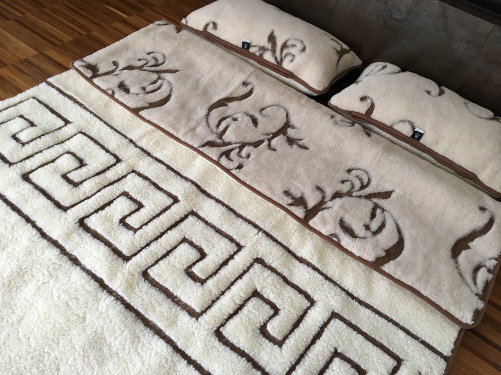 POŚCIEL WEŁNIANA CAMEL BOHO + MERYNOS TUMBLER GREKA 240x200 + PODKŁAD