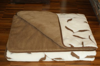 KOŁDRA Z WEŁNY KASZMIR BENJAMIN BRĄZOWY + CAMEL CIEMNY 200x200