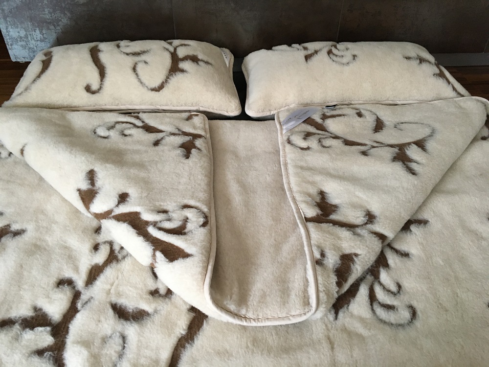 POŚCIEL WEŁNIANA CAMEL JASNY BOHO 160x200 + MATERAC