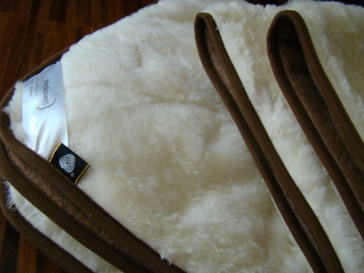 KOŁDRA WEŁNIANA CAMEL CIEMNY + KASZMIR WHITE 200X200