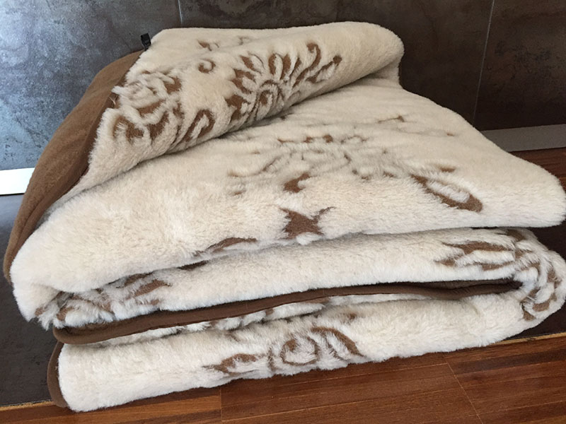 KOŁDRA WEŁNIANA 160X200 CAMEL CIEMNY + CAMEL JASNY ARUBA