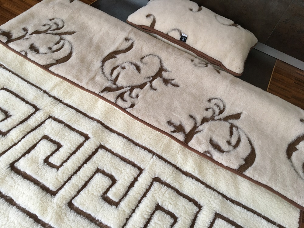 POŚCIEL WEŁNIANA CAMEL BOHO + MERYNOS TUMBLER GREKA 140x200 + MATERAC