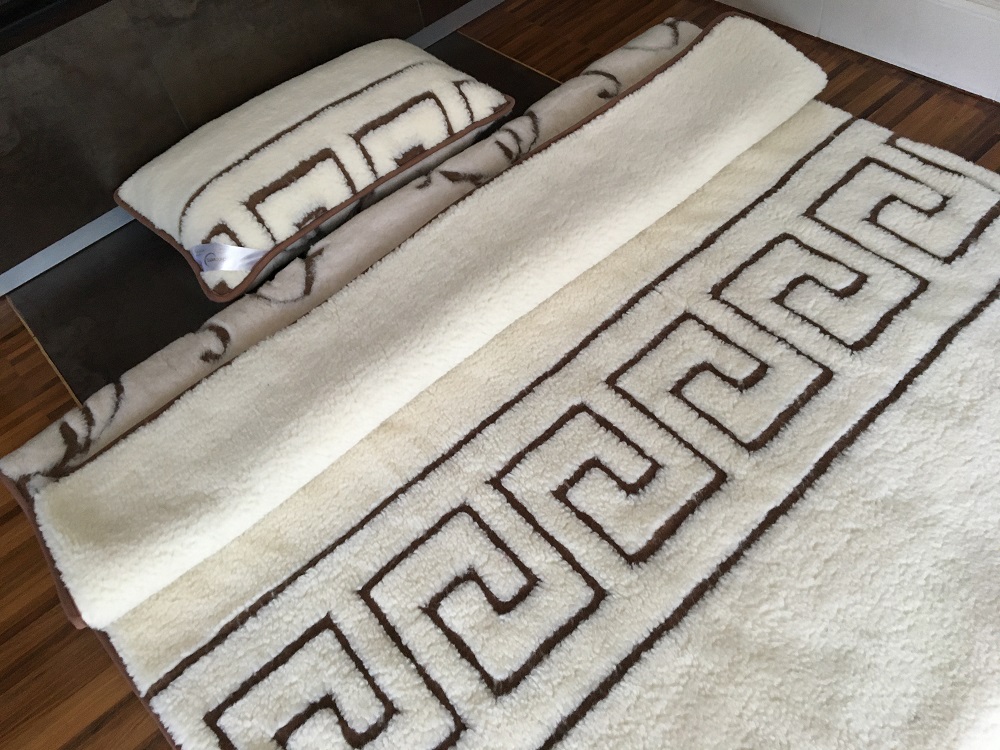 POŚCIEL WEŁNIANA CAMEL BOHO + MERYNOS TUMBLER GREKA 140x200 + MATERAC