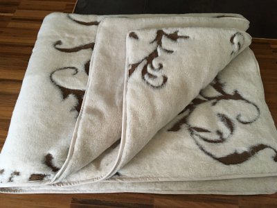 KOŁDRA WEŁNIANA 220X200 CAMEL JASNY BOHO