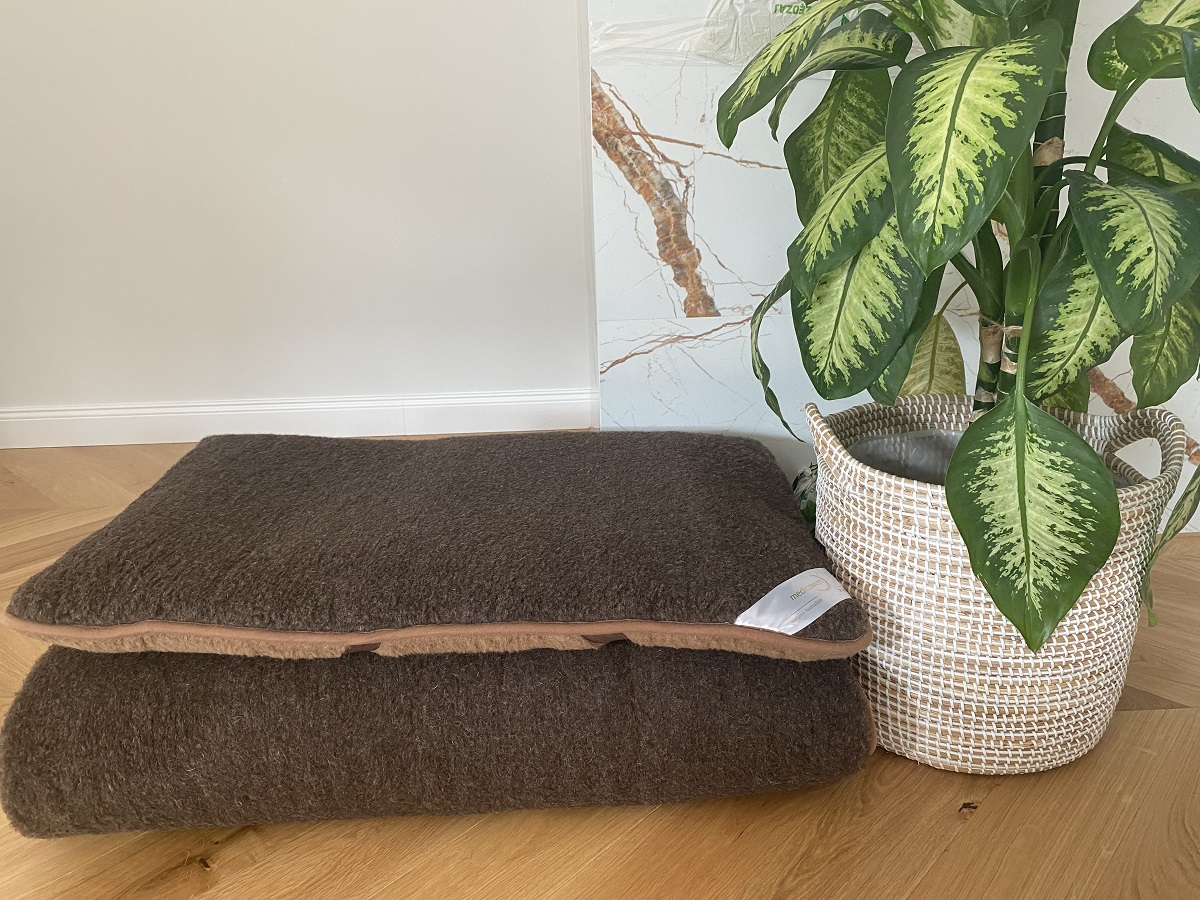 MATERAC WEŁNIANY MERYNOS DZIKI BRĄZ SYBERIA + CAMEL CIEMNY 90x200