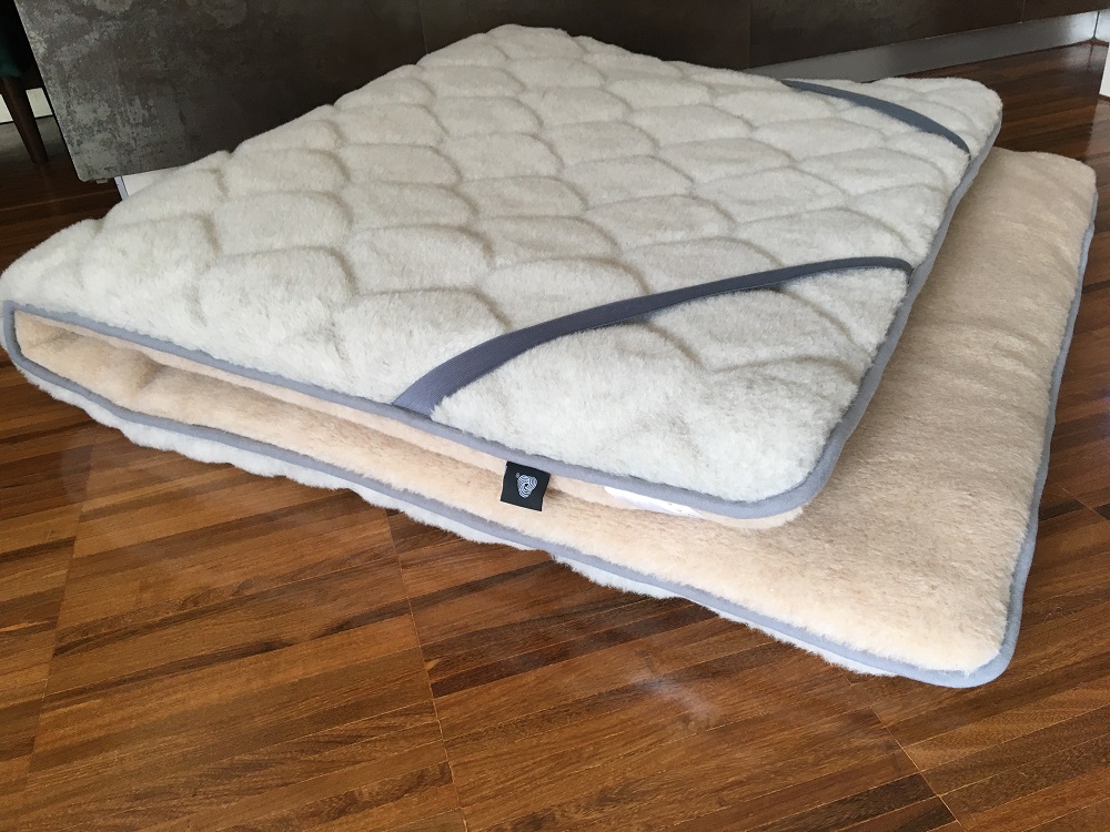 MATERAC WEŁNIANY ALPAKA JASNA CARO + CAMEL JASNY 220X200