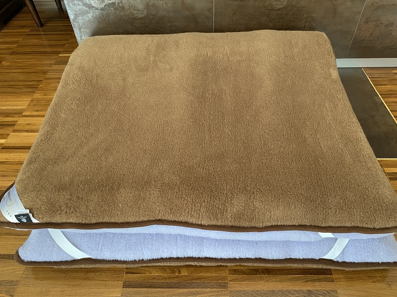 MATERAC WEŁNIANY ALPAKA SILVER + CAMEL CIEMNY 120X200