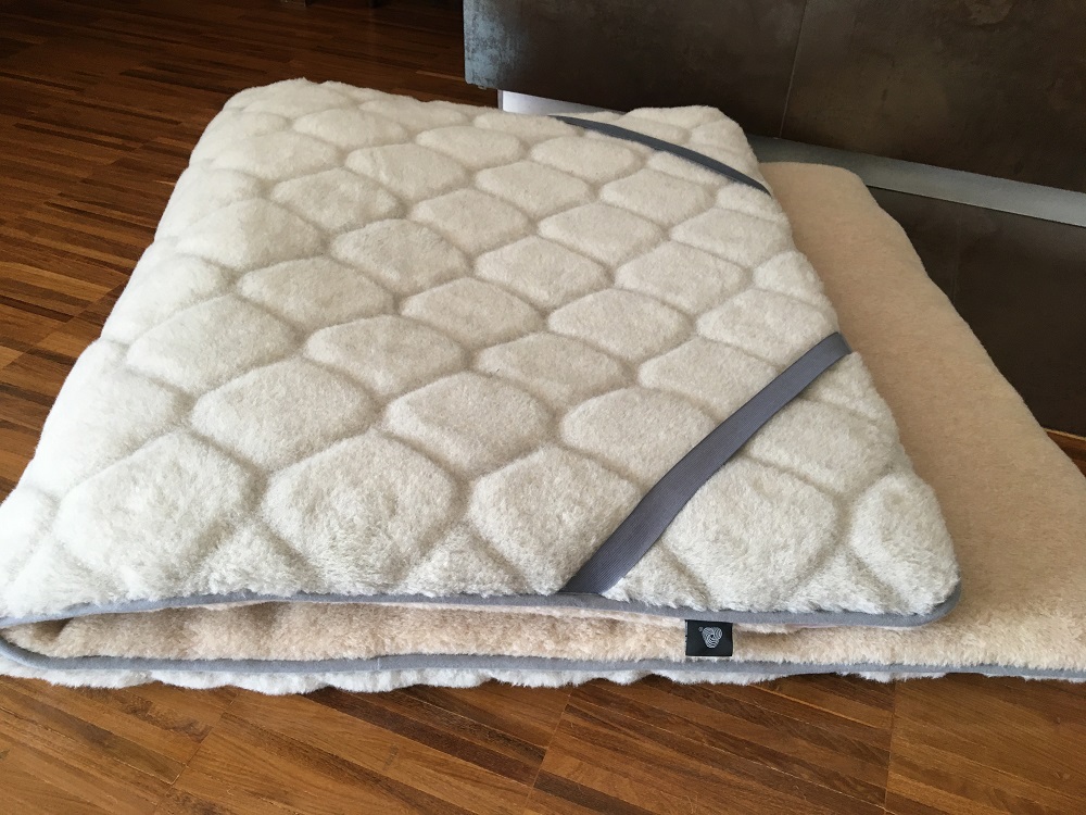 MATERAC WEŁNIANY ALPAKA JASNA CARO + CAMEL JASNY 220X200