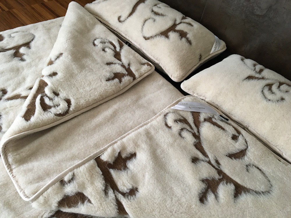 POŚCIEL WEŁNIANA CAMEL JASNY BOHO 160x200 + MATERAC
