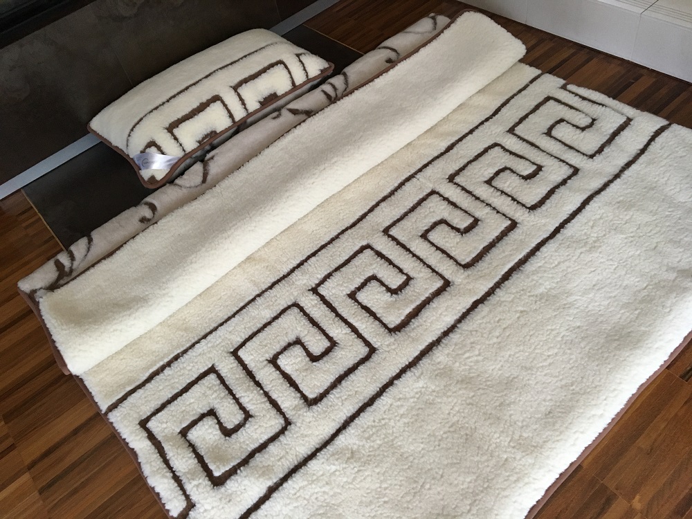POŚCIEL WEŁNIANA CAMEL BOHO + MERYNOS TUMBLER GREKA 140x200 + MATERAC