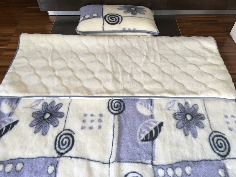 POŚCIEL Z WEŁNY ALPAKI VIOLET BOTANICA + KASZMIR CARO 140X200 + PODKŁAD