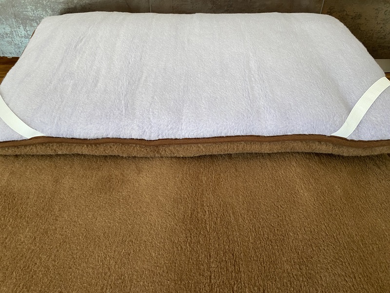 MATERAC WEŁNIANY ALPAKA SILVER + CAMEL CIEMNY 120X200
