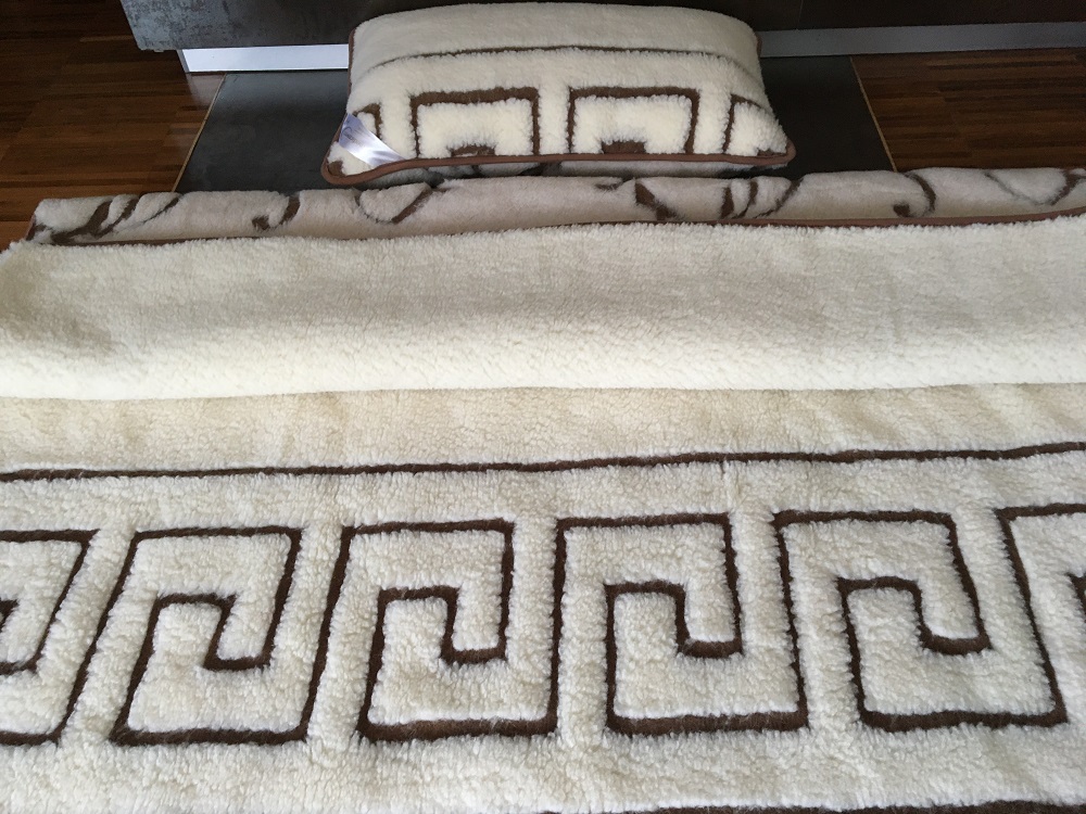 POŚCIEL WEŁNIANA CAMEL BOHO + MERYNOS TUMBLER GREKA 140x200 + MATERAC