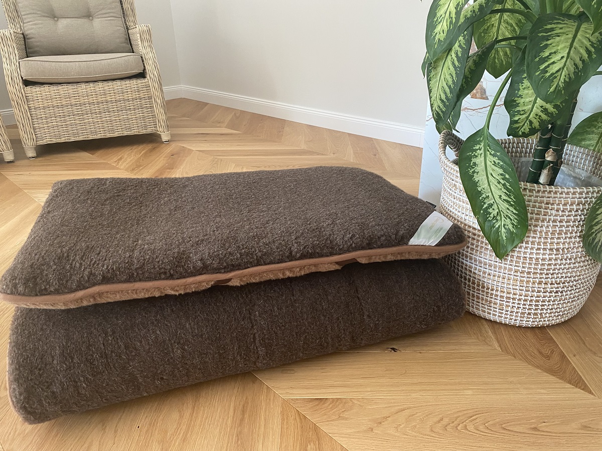 MATERAC WEŁNIANY MERYNOS DZIKI BRĄZ SYBERIA + CAMEL CIEMNY 180x200