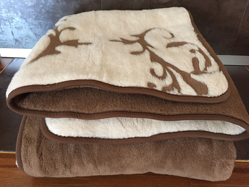 KOŁDRA WEŁNIANA 180X200 CAMEL CIEMNY + CAMEL JASNY SZLACHECKI