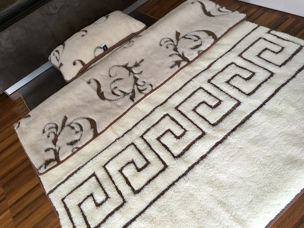 POŚCIEL WEŁNIANA CAMEL BOHO + MERYNOS TUMBLER GREKA 140x200 + MATERAC