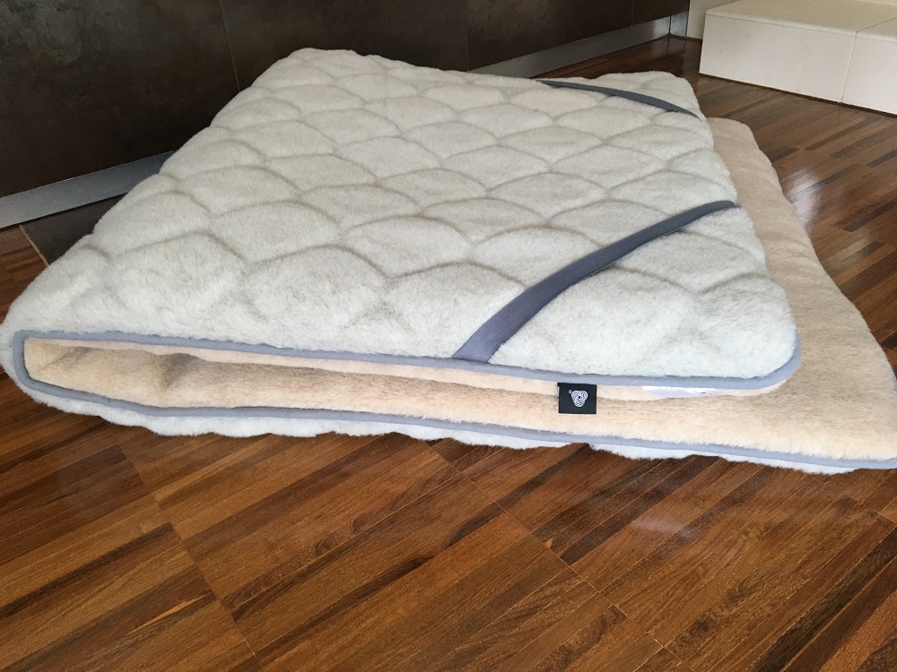 MATERAC WEŁNIANY ALPAKA JASNA CARO + CAMEL JASNY 220X200