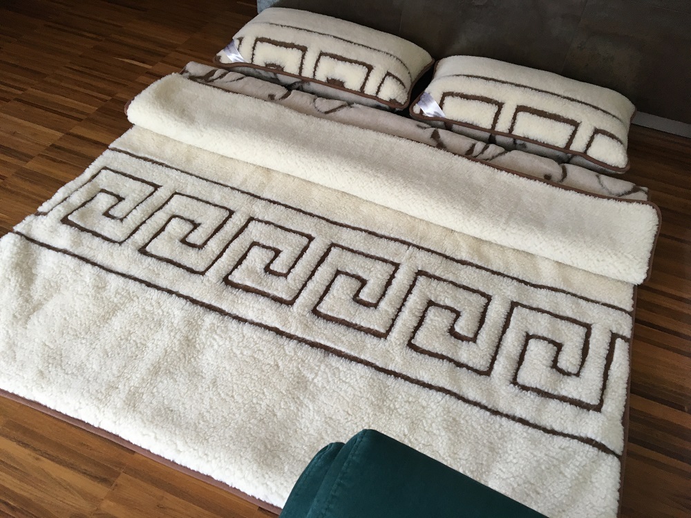 POŚCIEL WEŁNIANA CAMEL BOHO + MERYNOS TUMBLER GREKA 240x200 + PODKŁAD