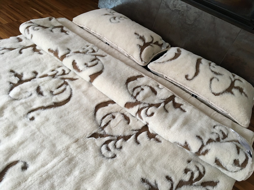 POŚCIEL WEŁNIANA CAMEL JASNY BOHO 160x200 + MATERAC