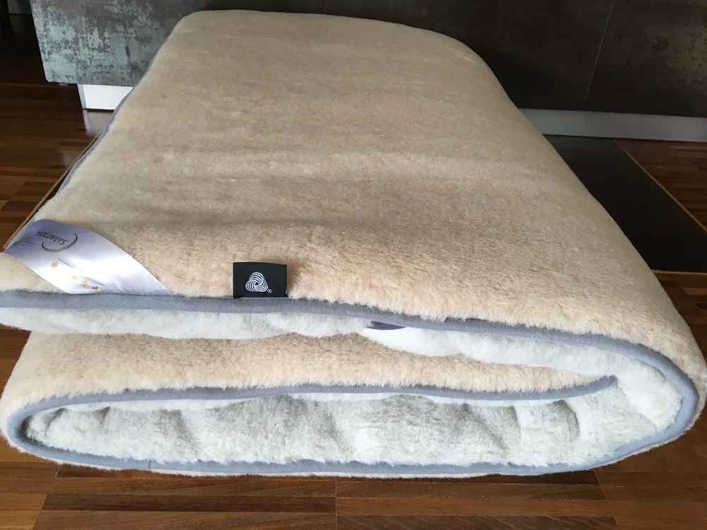 MATERAC WEŁNIANY ALPAKA JASNA CARO + CAMEL JASNY 220X200