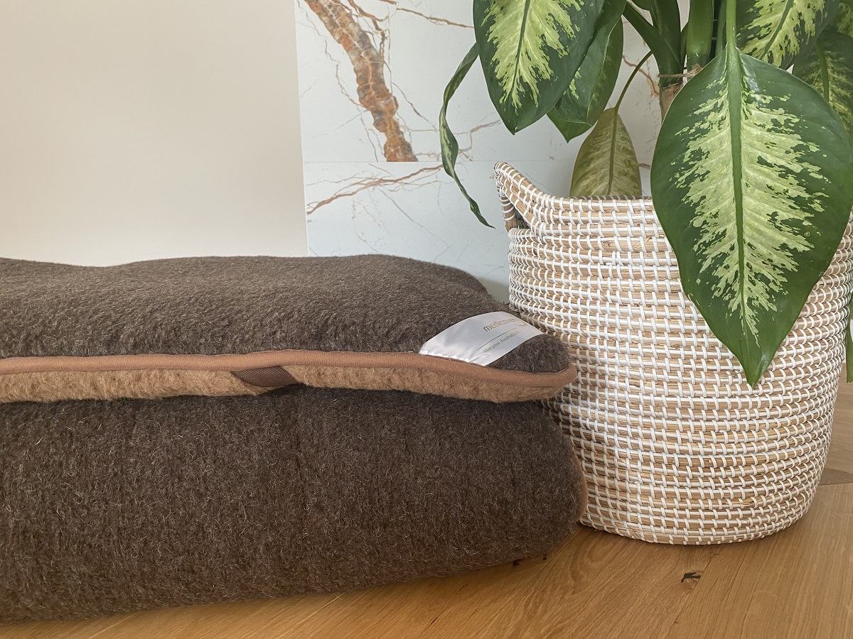 MATERAC WEŁNIANY MERYNOS DZIKI BRĄZ SYBERIA + CAMEL CIEMNY 180x200