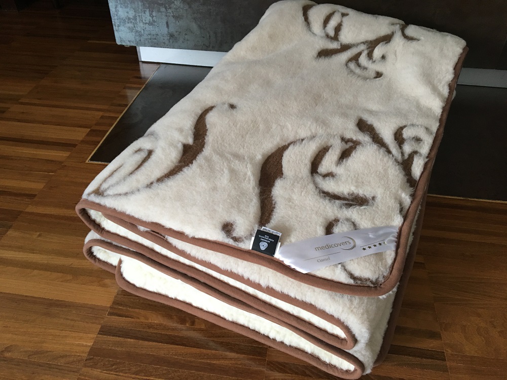 KOŁDRA Z WEŁNY MERYNOS T. GREKA + CAMEL JASNY BOHO 240x200