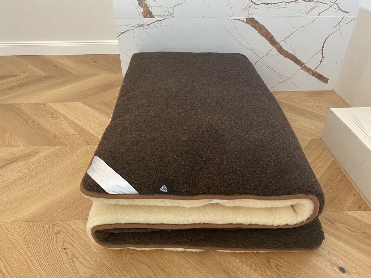 MATERAC WEŁNIANY MERYNOS DZIKI BRĄZ + NATURAL SYBERIA 180x200