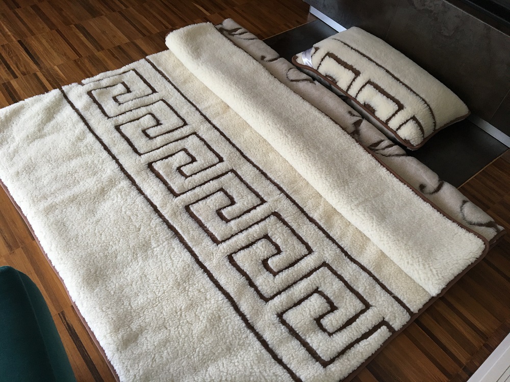 POŚCIEL WEŁNIANA CAMEL BOHO + MERYNOS TUMBLER GREKA 140x200 + MATERAC