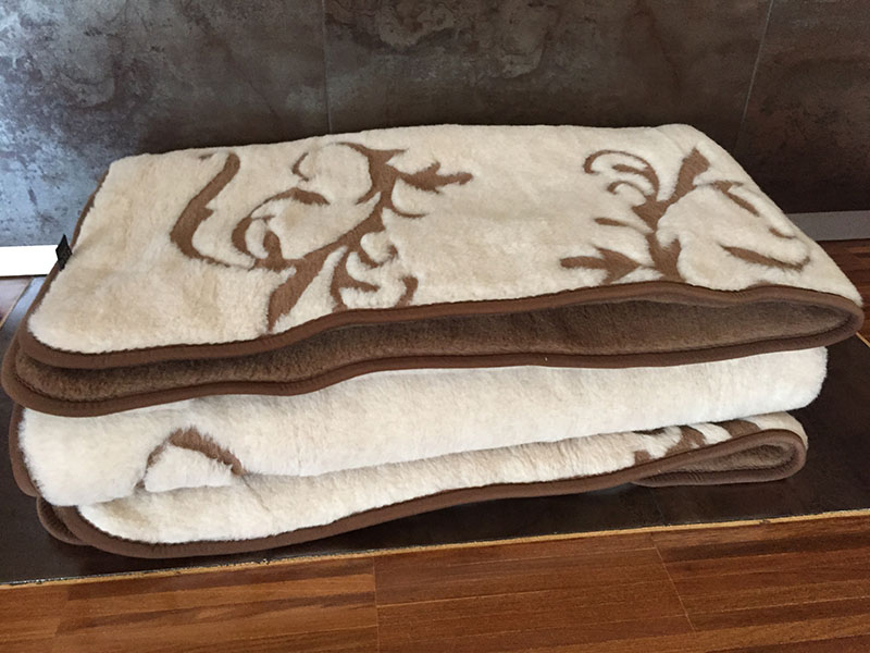 KOŁDRA WEŁNIANA 180X200 CAMEL CIEMNY + CAMEL JASNY SZLACHECKI