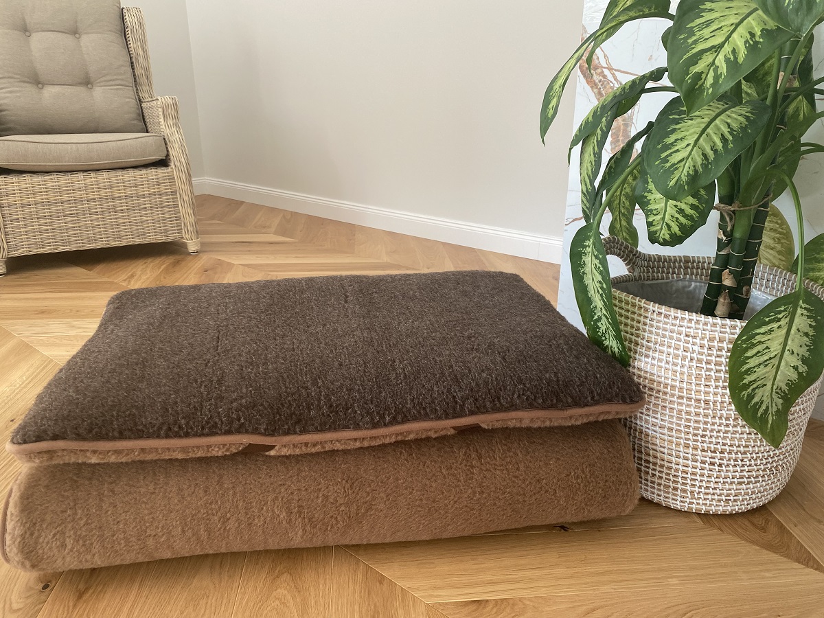 MATERAC WEŁNIANY MERYNOS DZIKI BRĄZ SYBERIA + CAMEL CIEMNY 180x200