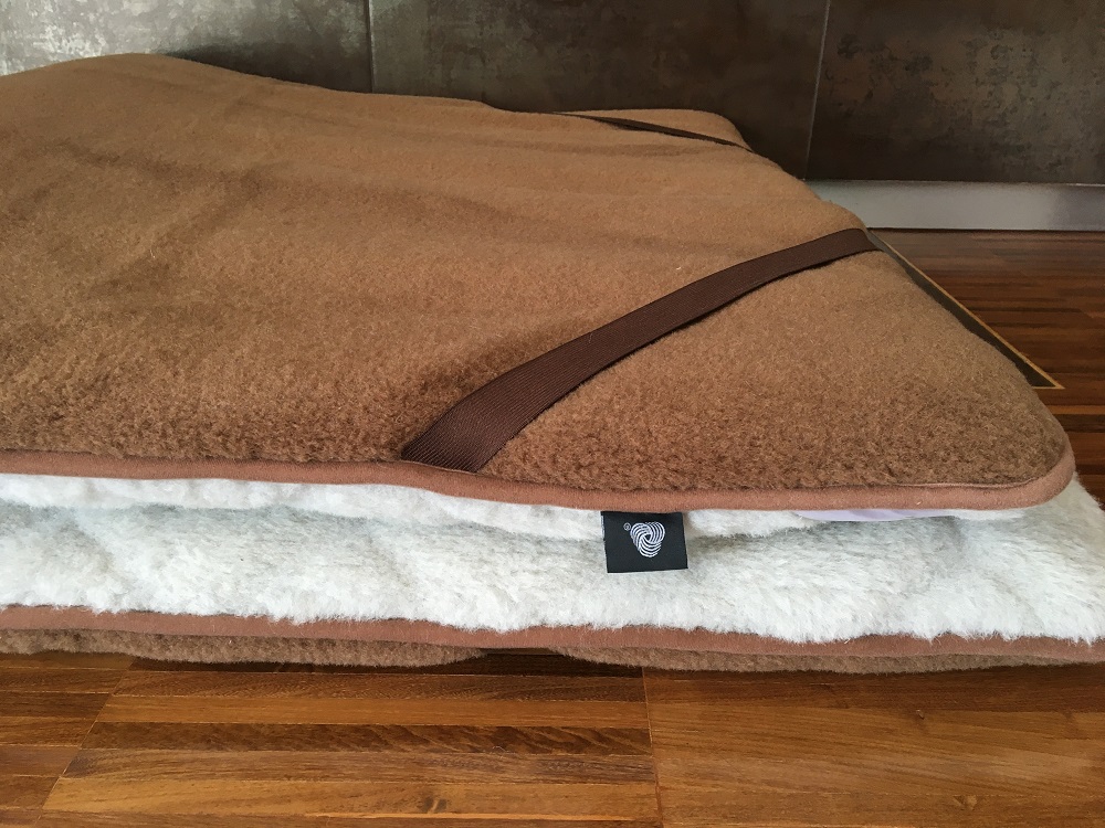 MATERAC WEŁNIANY ALPAKA JASNA CARO + CAMEL CIEMNY 100X200
