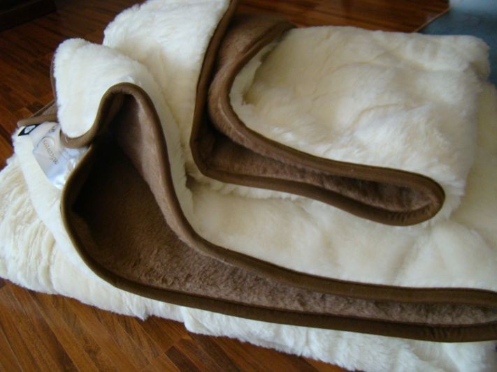 KOŁDRA WEŁNIANA CAMEL CIEMNY + KASZMIR WHITE 200X200