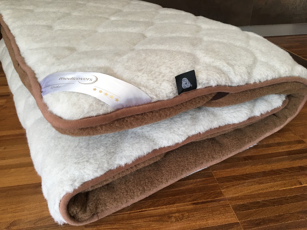 MATERAC WEŁNIANY ALPAKA JASNA CARO + CAMEL CIEMNY 100X200