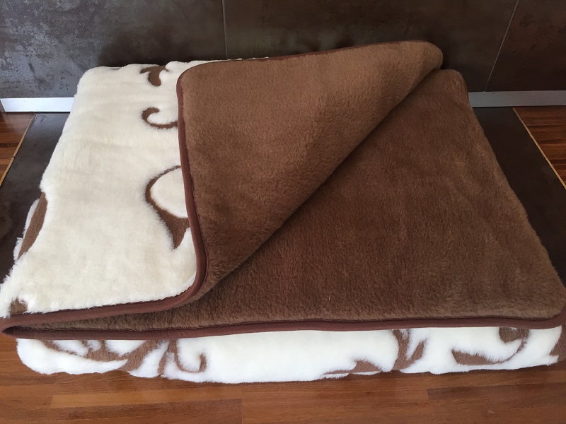 KOŁDRA WEŁNIANA CAMEL CIEMNY + KASZMIR SZLACHECKI 140x200