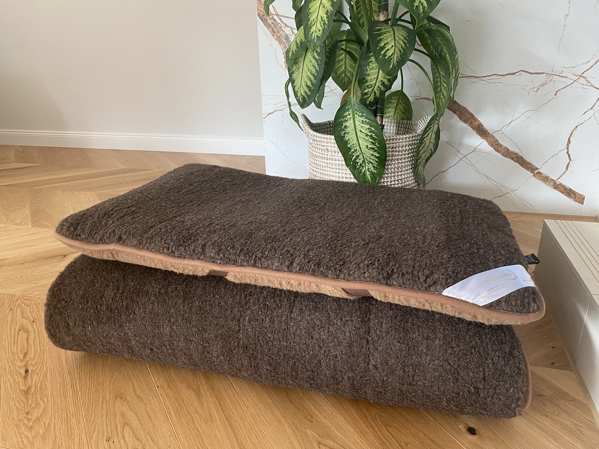 MATERAC WEŁNIANY MERYNOS DZIKI BRĄZ SYBERIA + CAMEL CIEMNY 180x200