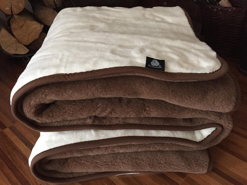 KOŁDRA WEŁNIANA CAMEL CIEMNY + KASZMIR RÓŻA 160X200