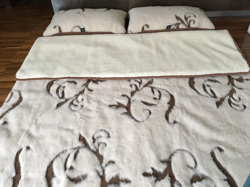 POŚCIEL WEŁNIANA CAMEL BOHO + MERYNOS TUMBLER 240x200 + PODKŁAD