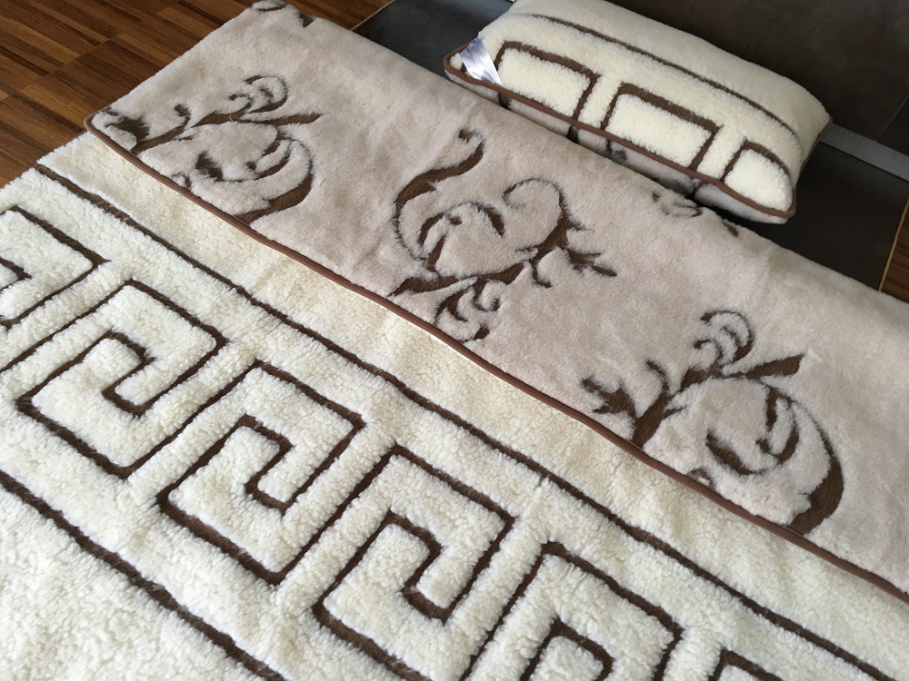 POŚCIEL WEŁNIANA CAMEL BOHO + MERYNOS TUMBLER GREKA 140x200 + MATERAC