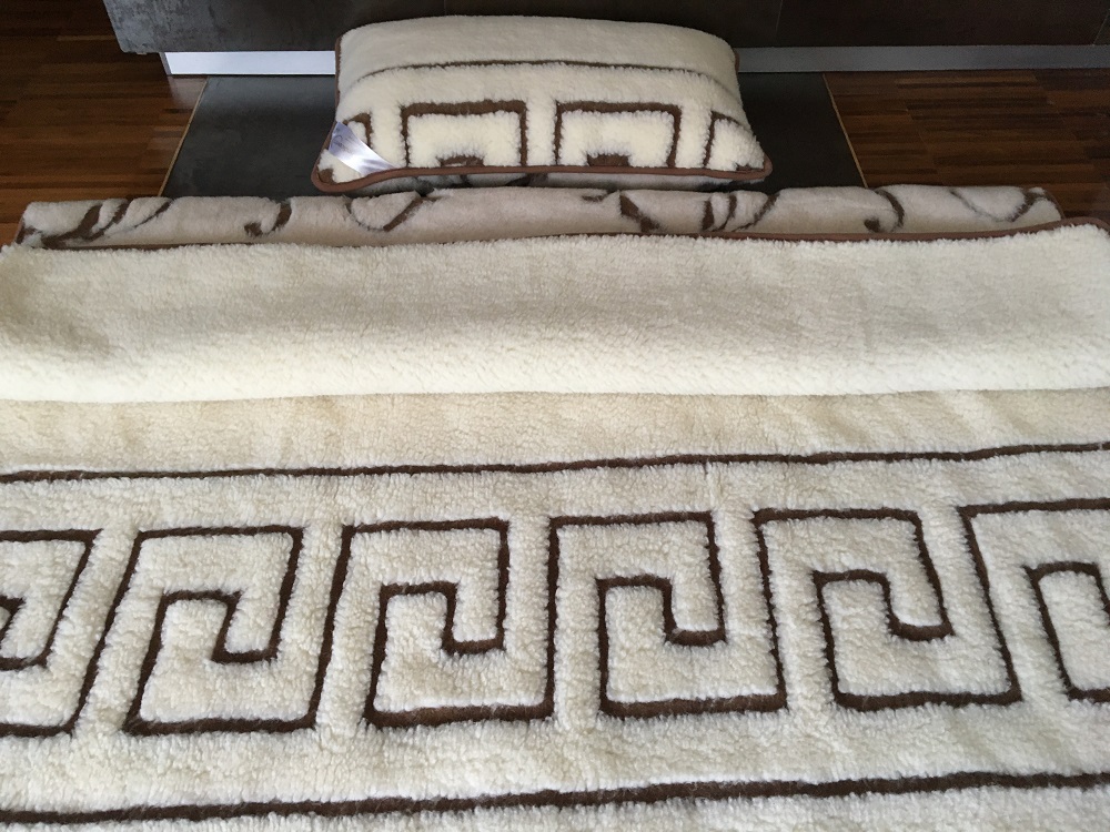 POŚCIEL WEŁNIANA CAMEL BOHO + MERYNOS TUMBLER GREKA 140x200 + MATERAC