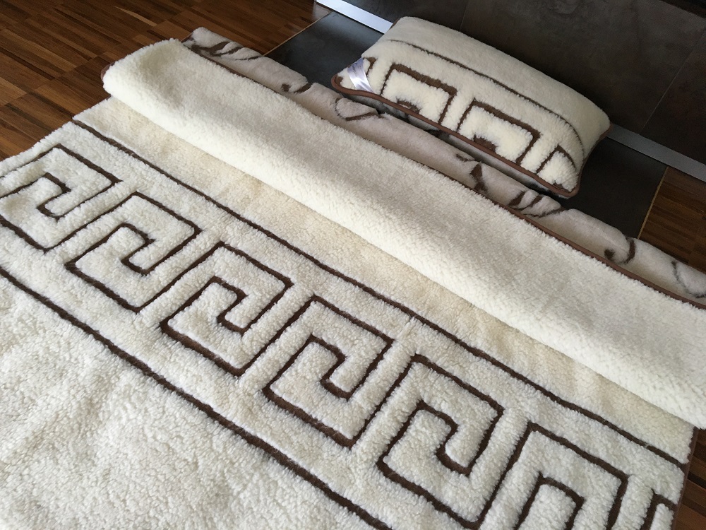 POŚCIEL WEŁNIANA CAMEL BOHO + MERYNOS TUMBLER GREKA 140x200 + MATERAC