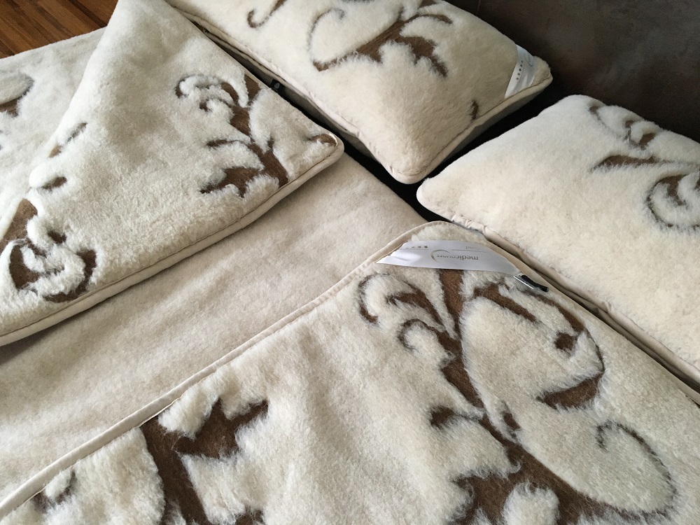 POŚCIEL WEŁNIANA CAMEL JASNY BOHO 160x200 + MATERAC