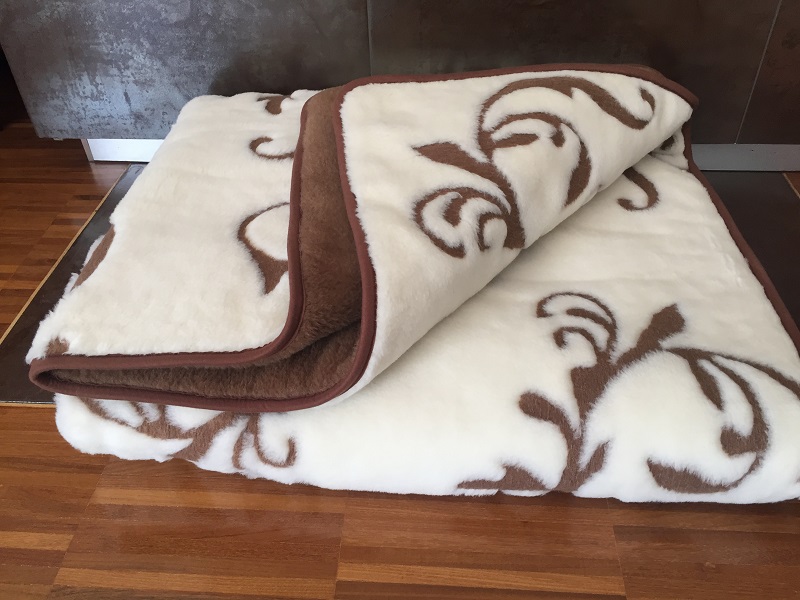 KOŁDRA WEŁNIANA CAMEL CIEMNY + KASZMIR SZLACHECKI 140x200