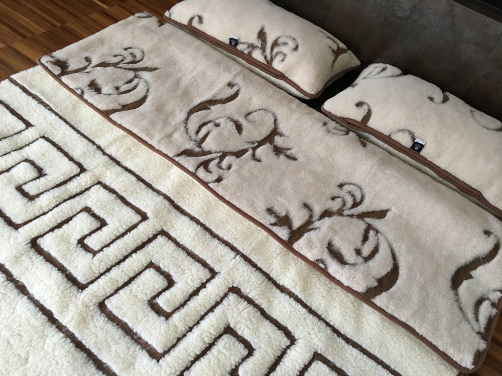 POŚCIEL WEŁNIANA CAMEL BOHO + MERYNOS TUMBLER GREKA 240x200 + PODKŁAD