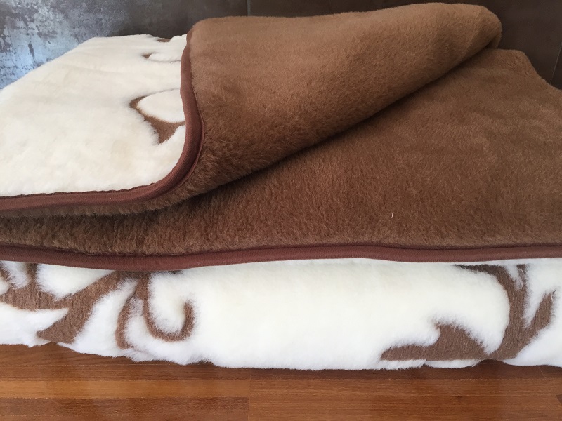 KOŁDRA WEŁNIANA CAMEL CIEMNY + KASZMIR SZLACHECKI 140x200