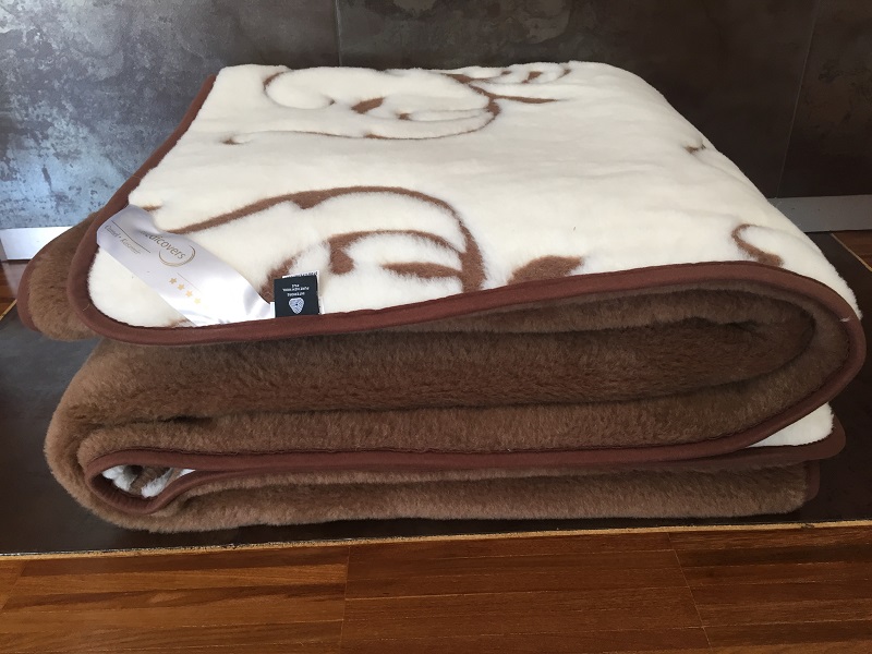 KOŁDRA WEŁNIANA CAMEL CIEMNY + KASZMIR SZLACHECKI 140x200